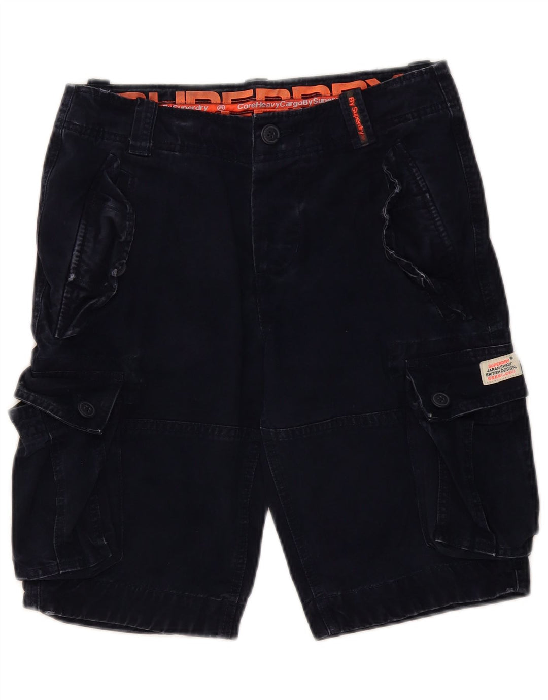 SUPERDRY Muške male kratke kargo hlače W29 tamnoplavi pamuk