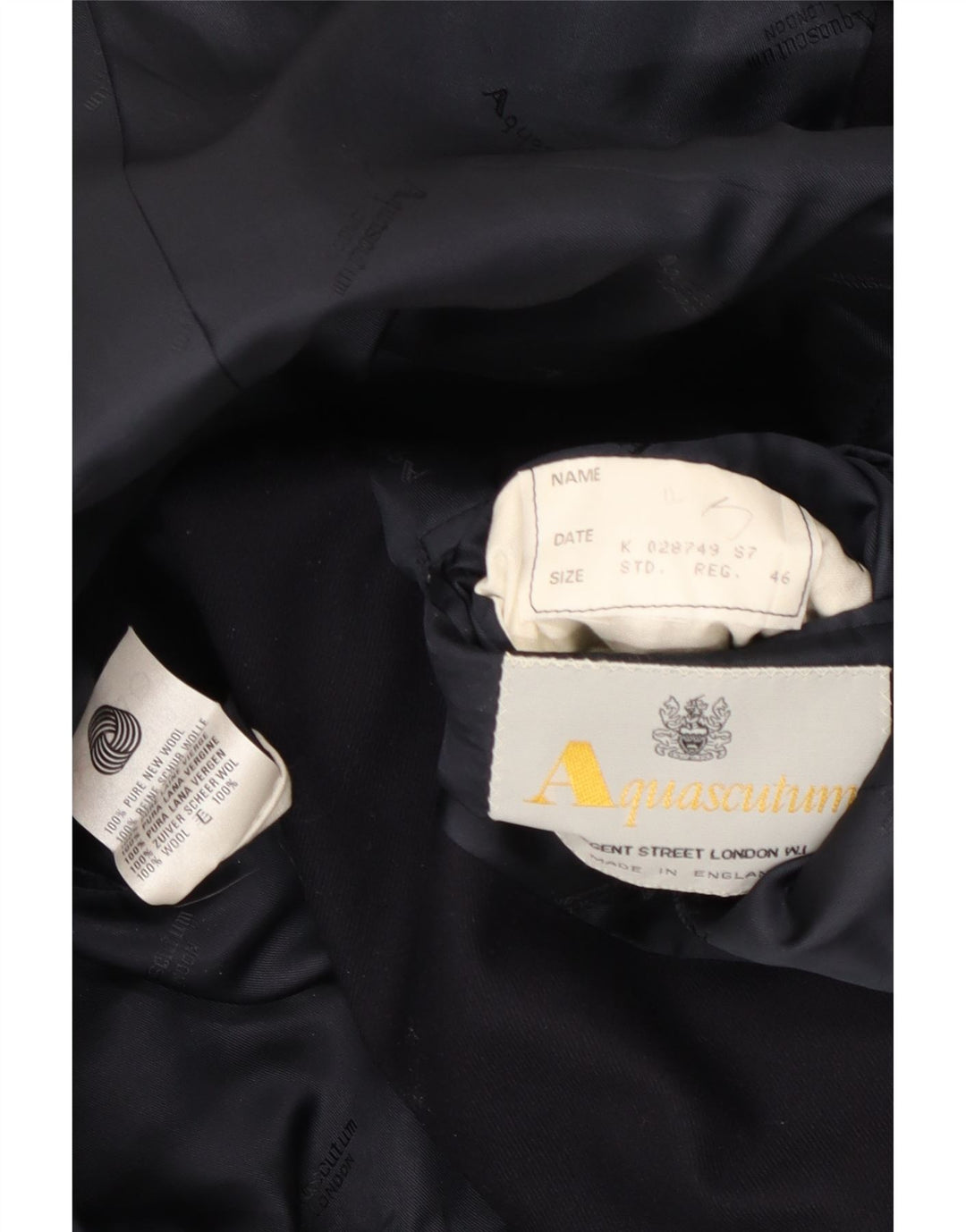 Aquascutum muška jakna sa 2 gumba IT 46 Mala tamnoplava vuna