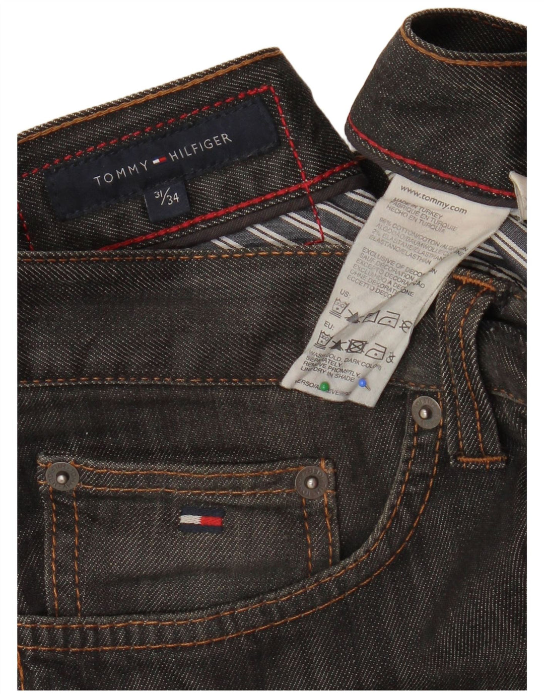 TOMMY HILFIGER Muške ravne traperice W31 L28 Sivi pamuk