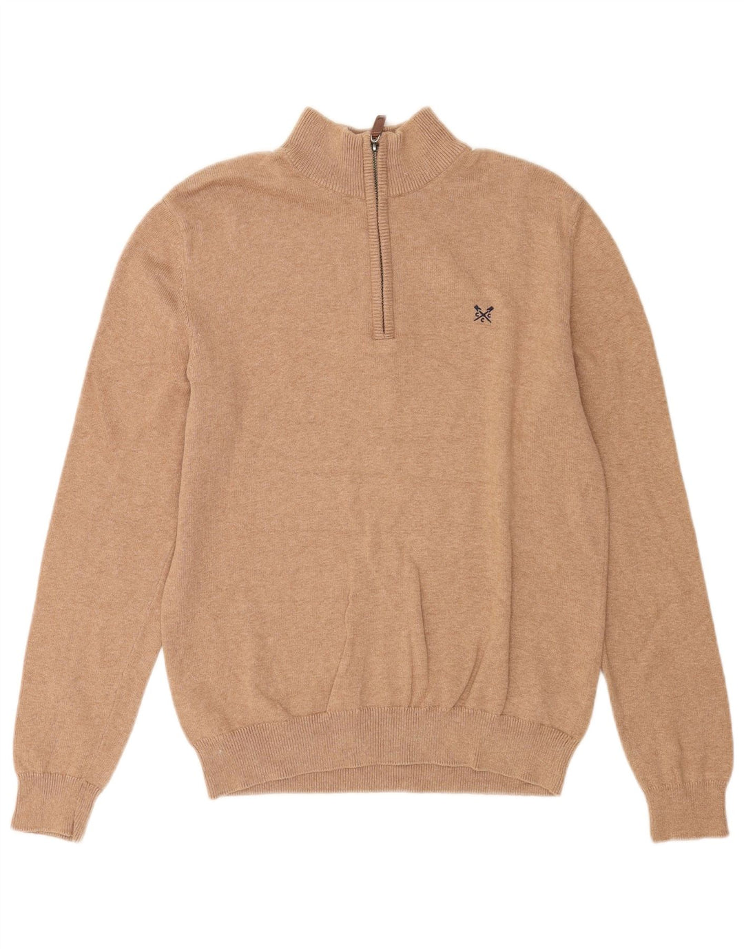 Crew Clothing Muški džemper s izrezom i srednje smeđim pamukom