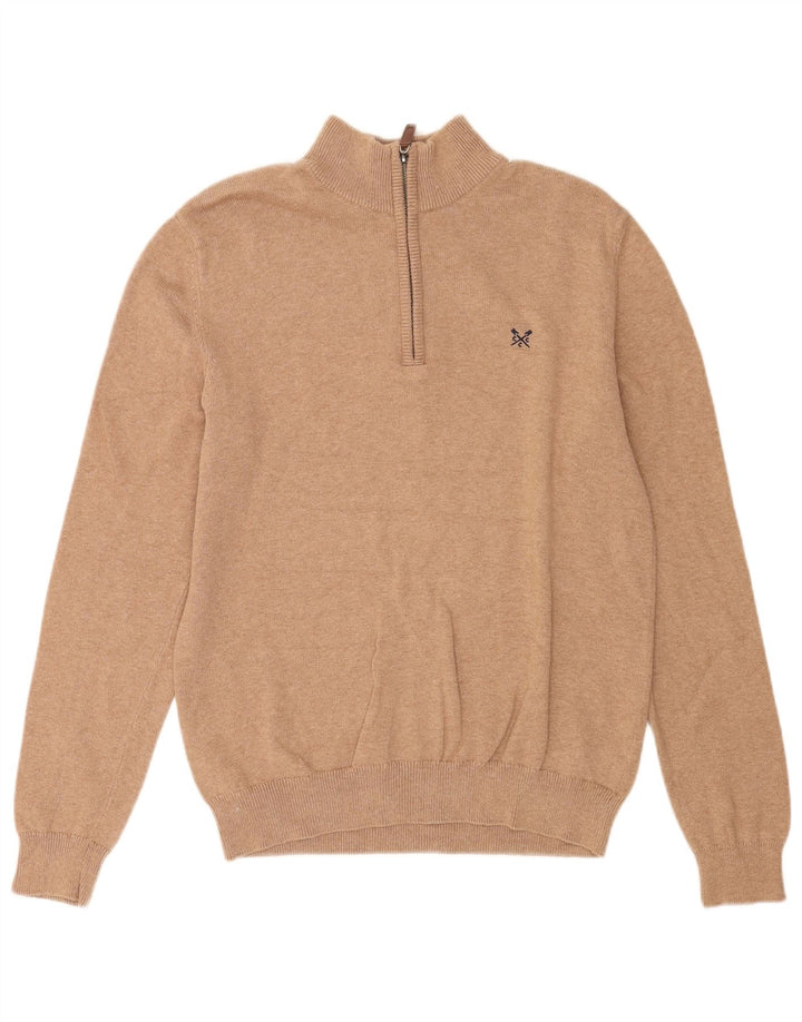 Crew Clothing Muški džemper s izrezom i srednje smeđim pamukom