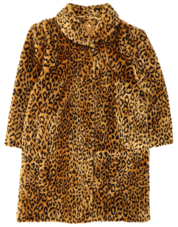 VINTAGE ženski preveliki kaput od umjetnog krzna EU 40 srednje smeđeg životinjskog uzorka