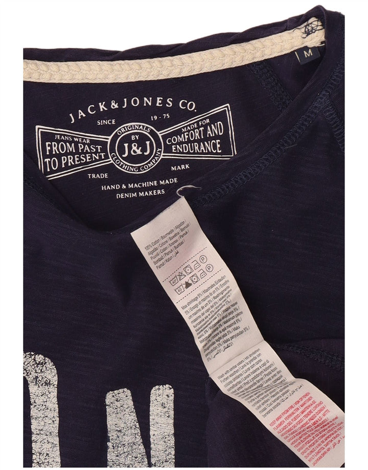 JACK & JONES Muška majica dugih rukava s grafikama, srednje tamnoplavi pamuk