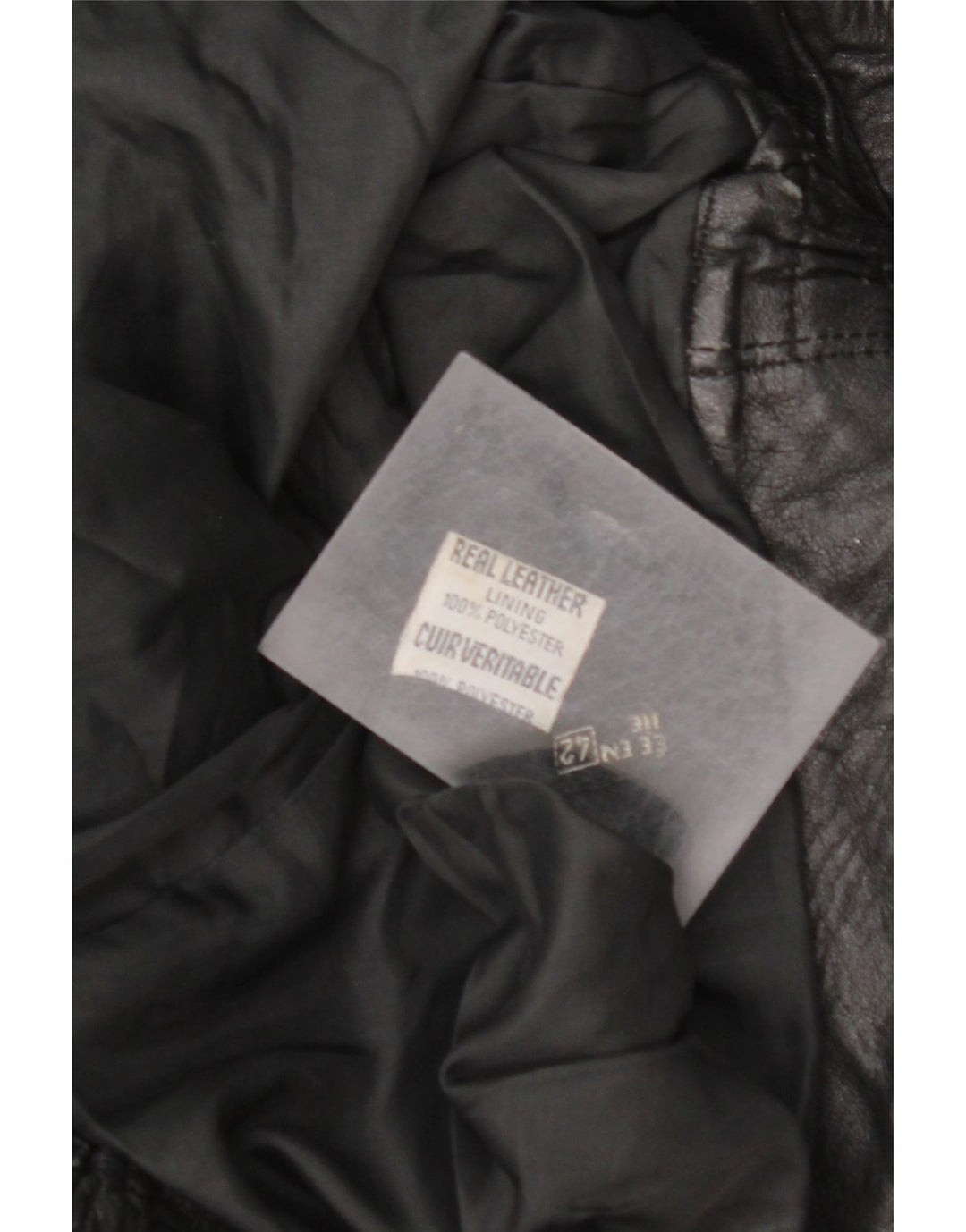 VINTAGE ženska velika kožna jakna EU 42 velika crna koža