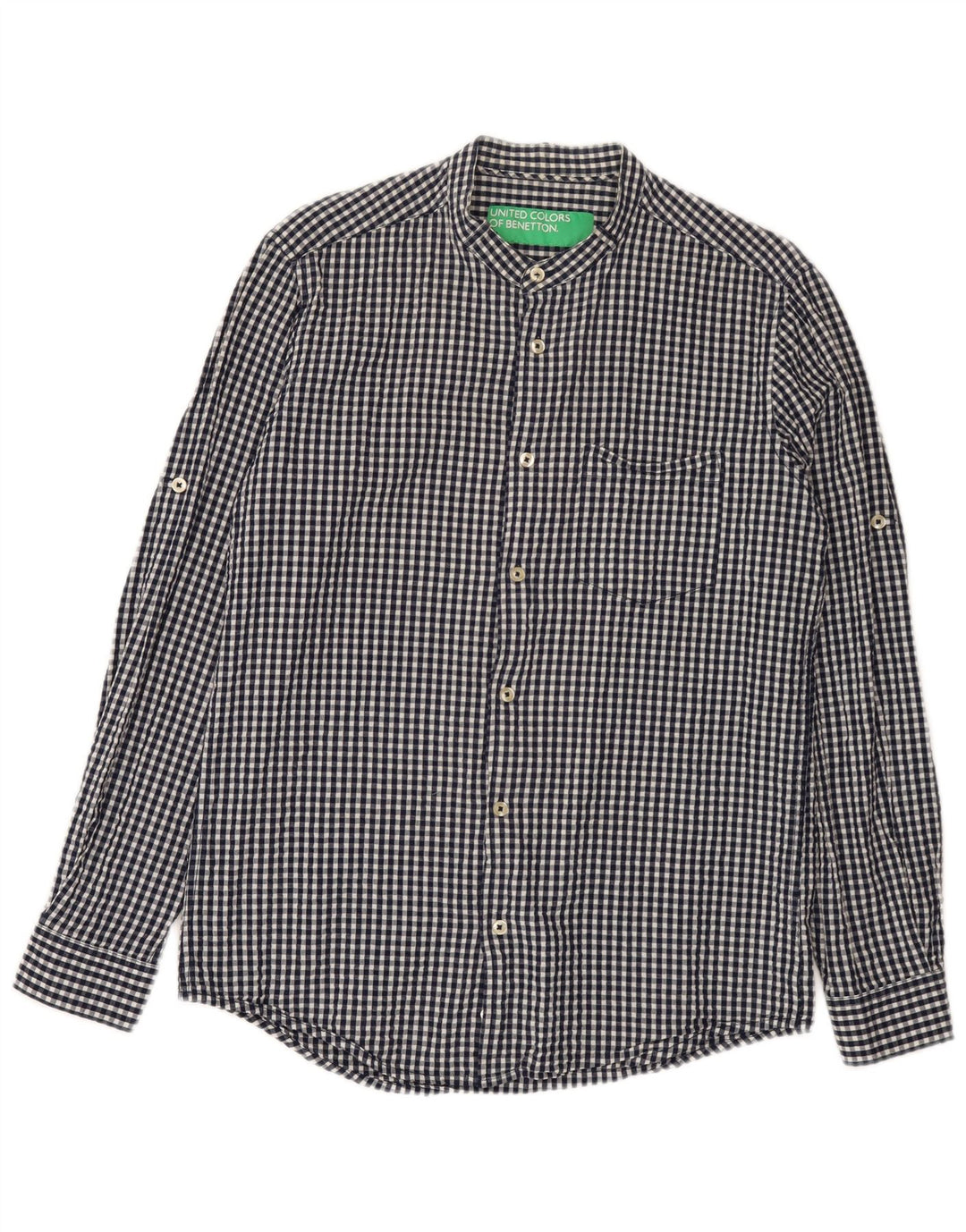 Benetton muška košulja srednje tamnoplave boje gingham pamuka