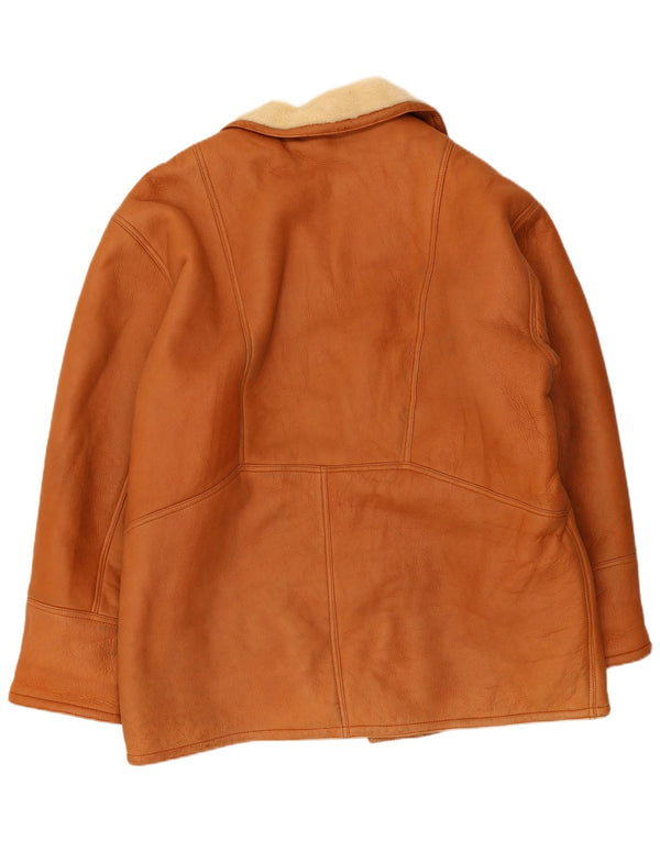 Vintage muška jakna od ovčijih ovčica UK 40 velika smeđa koža