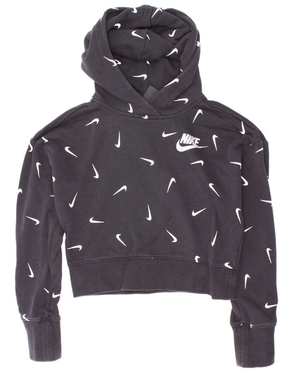 Nike Girls Crop Graphic Standard Fit majica s kapuljačom 10-11 godina srednje crna