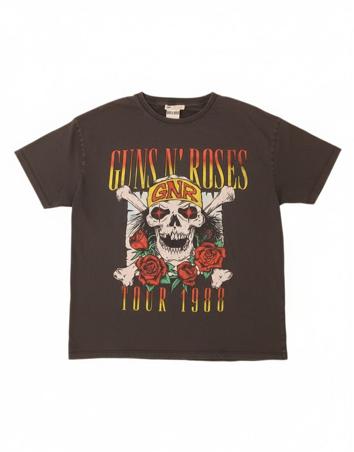 Pull & Bear Muška velika siva pamučna majica kratkih rukava s motivima Guns & Roses