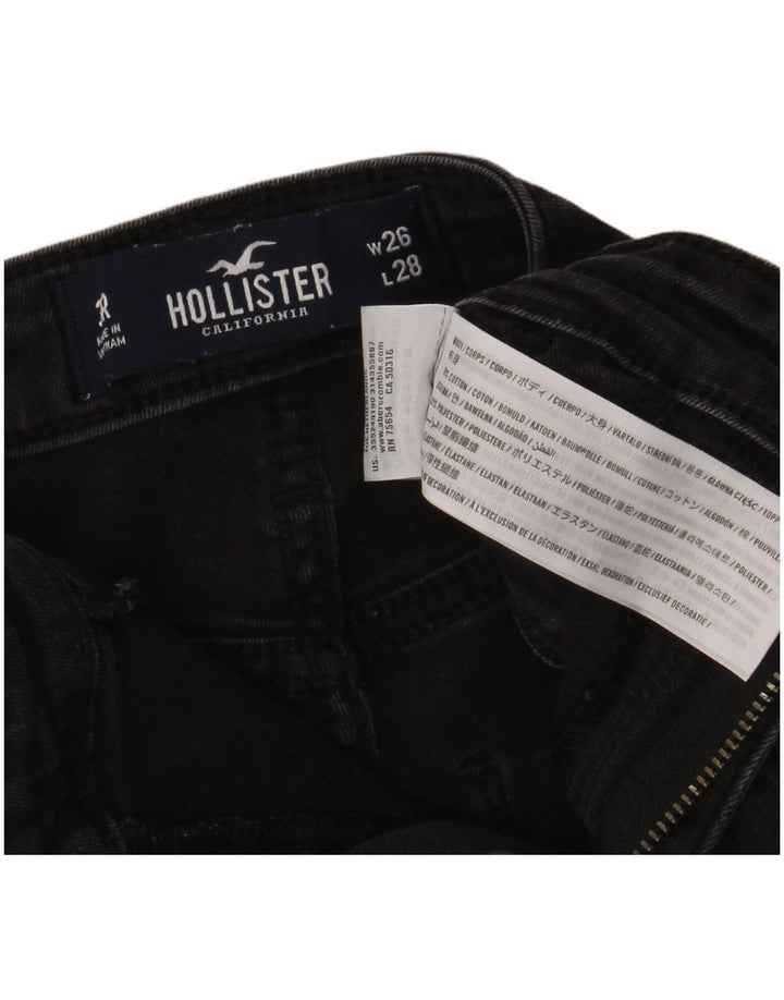 HOLLISTER Ženske uske traperice visokog struka W26 L28 crni pamuk