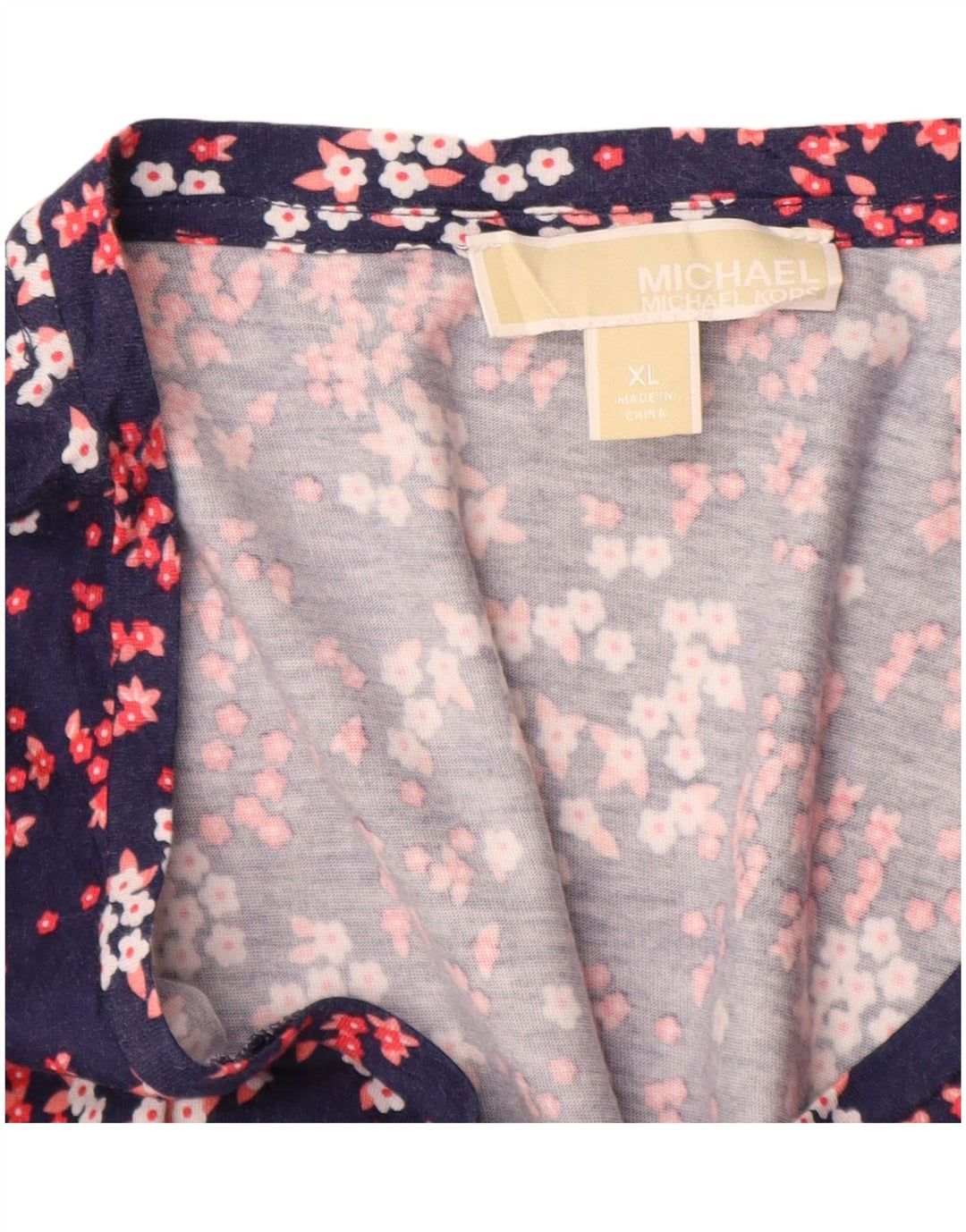 MICHAEL KORS Top ženske bluze UK 18 XL tamnoplava cvjetna sintetika