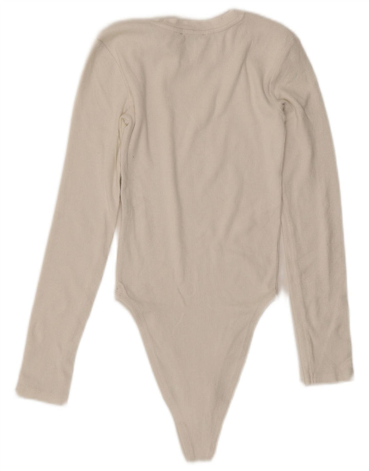 ZARA ženski bodi dugih rukava UK 8 Mali bijeli pamuk