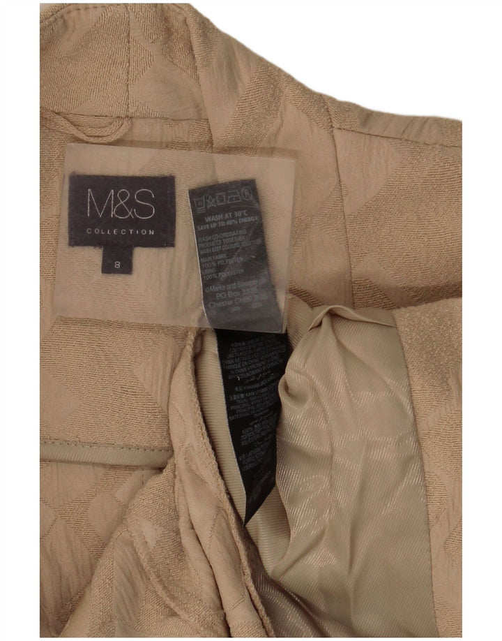 Marks & Spencer ženski otvoreni sako jakna UK 8 Mala bež geometrijska