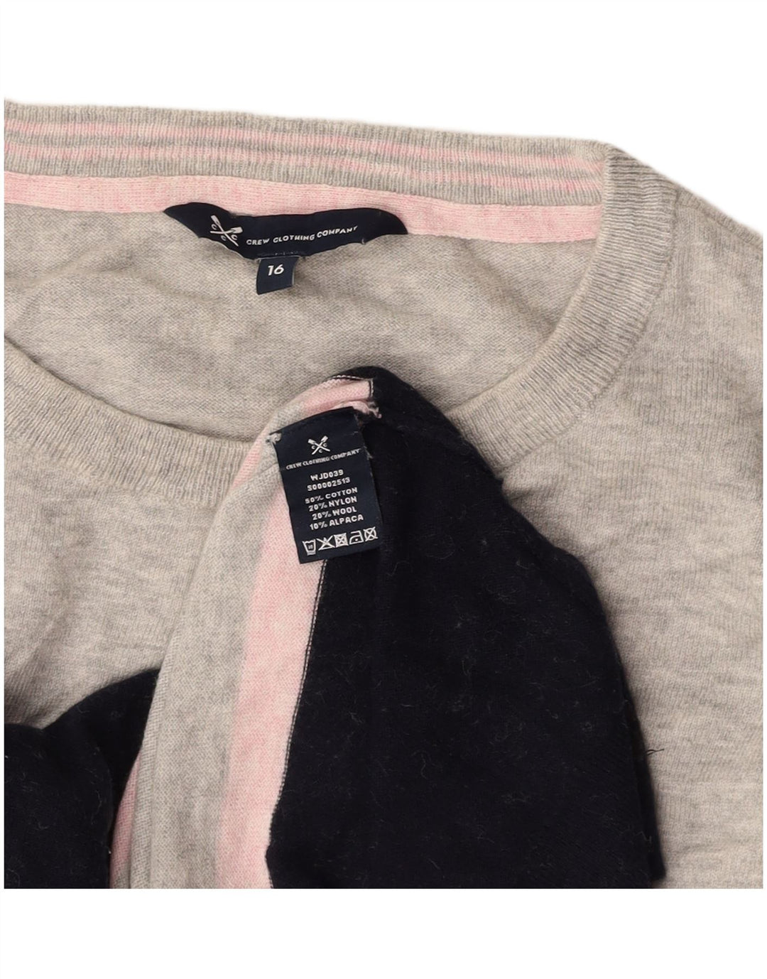 CREW CLOTHING Ženski džemper s okruglim izrezom UK 16 Large Grey Colourblock