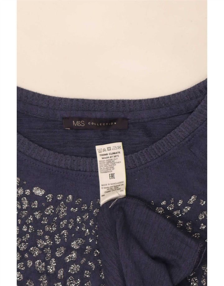 Marks & Spencer ženska majica s tunikom dugih rukava UK 16 veliki plavi poliester