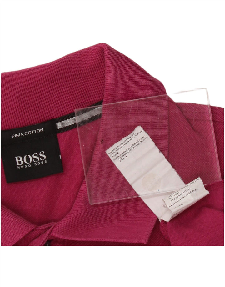 HUGO BOSS Mens Polo Shirt Medium Pink Cotton