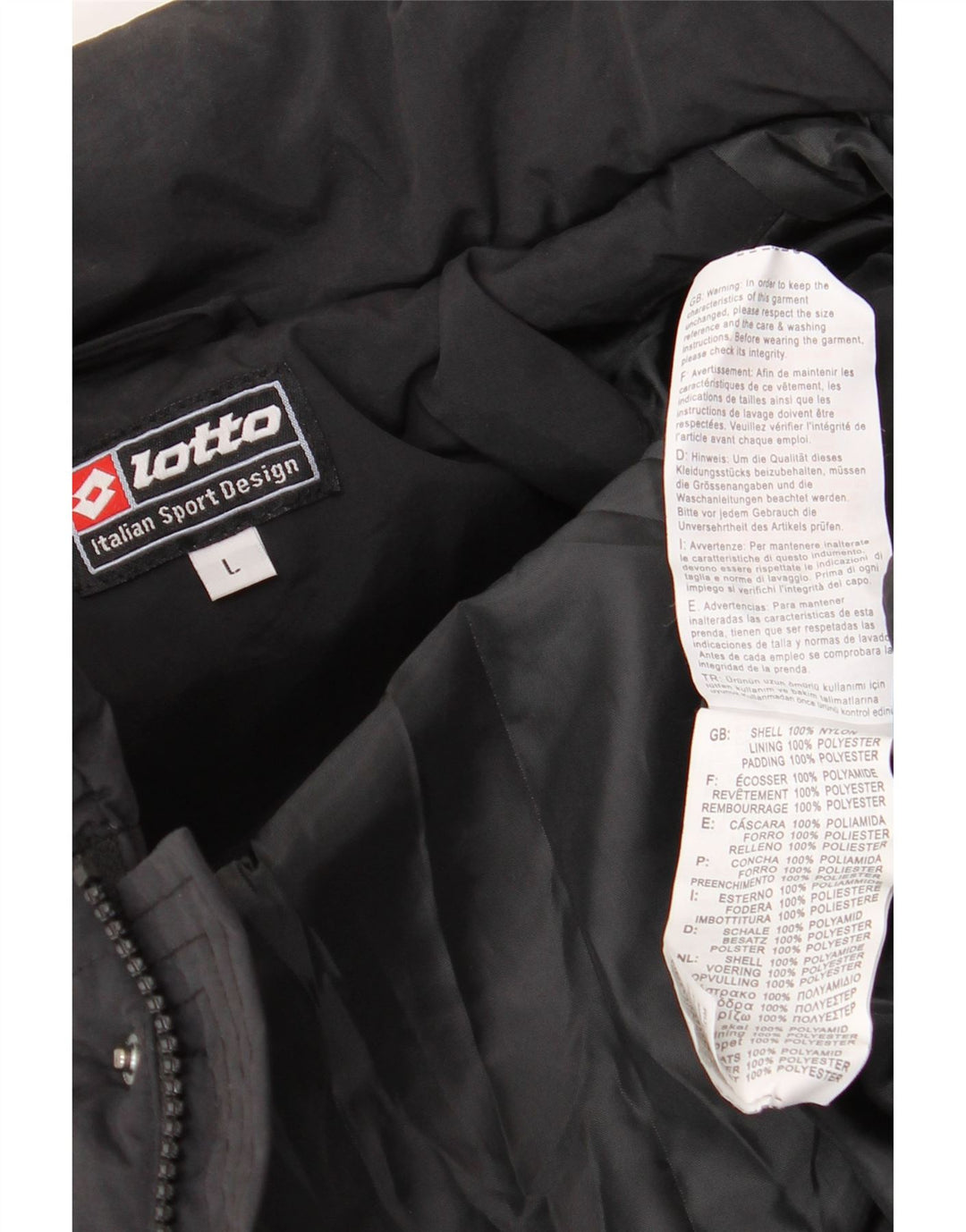 LOTTO muška grafička podstavljena jakna UK 40 veliki crni najlon