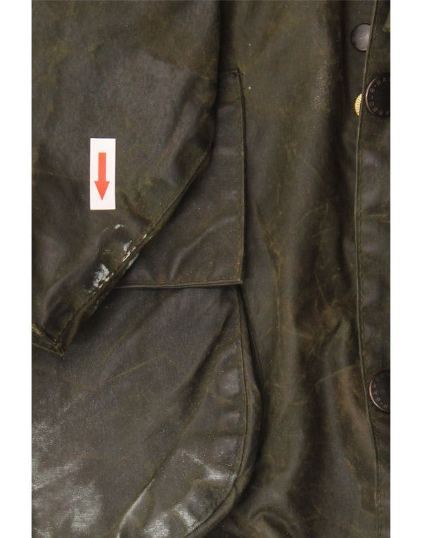 Barbour Mens Beaufort Waxed Jacket UK 40 Large Khaki Colourblock