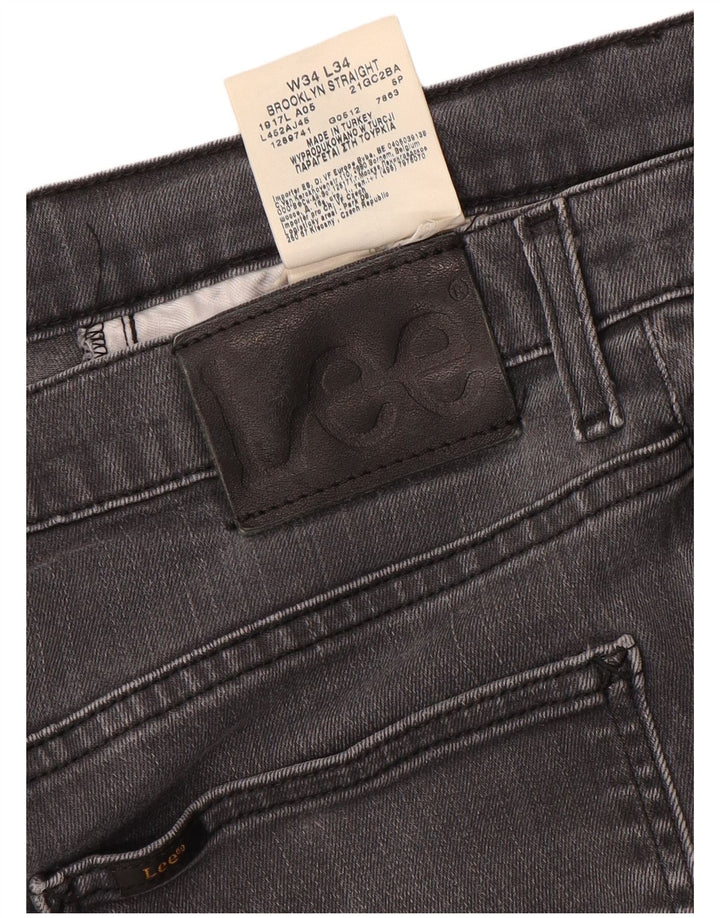 Lee Mens Brooklyn Straight Jeans W34 L34 Sivi pamuk