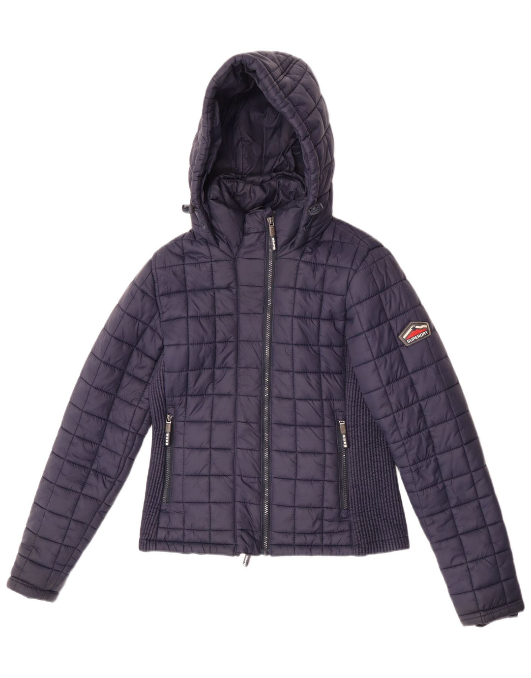 Superdry ženska podstavljena jakna s kapuljačom UK 12 srednje tamnoplavi najlon