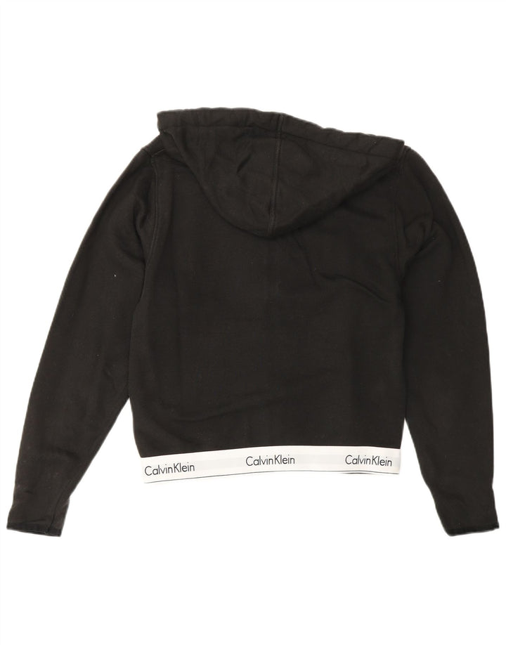 CALVIN KLEIN Ženski kratki pulover s kapuljačom s patentnim zatvaračem UK 6 XS Black Colourblock