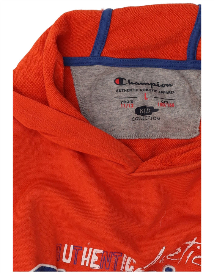 CHAMPION Boys Graphic Hoodie Jumper 11-12 Years Large Orange Vintage Champion and Second-Hand Champion from Messina Hembry 
