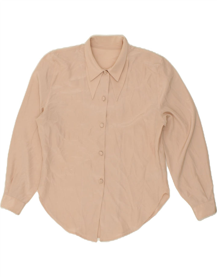 VINTAGE Ženska košulja bluza UK 10 Mala bež