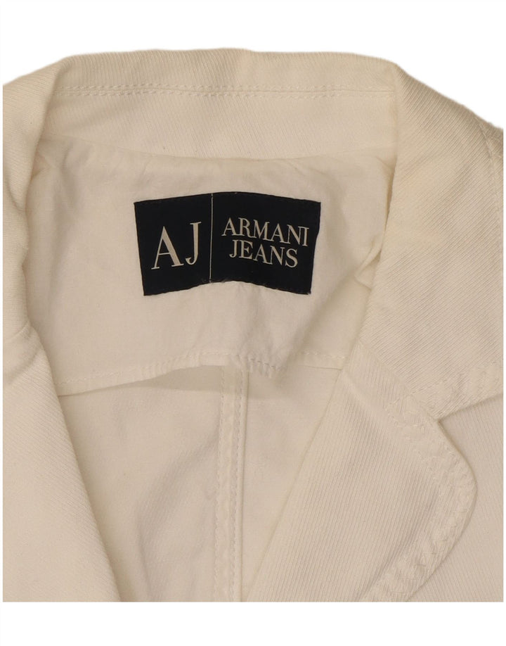 ARMANI JEANS Ženska skraćena jakna sa 3 gumba UK 10 Mala bijela