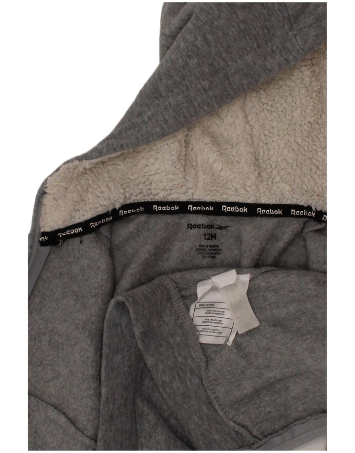 REEBOK pulover s kapuljačom s patentnim zatvaračem za dječake 9-12 mjeseci sivi od poliestera