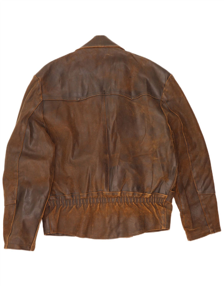 Vintage muška kožna biciklistička jakna UK 42 XL smeđa