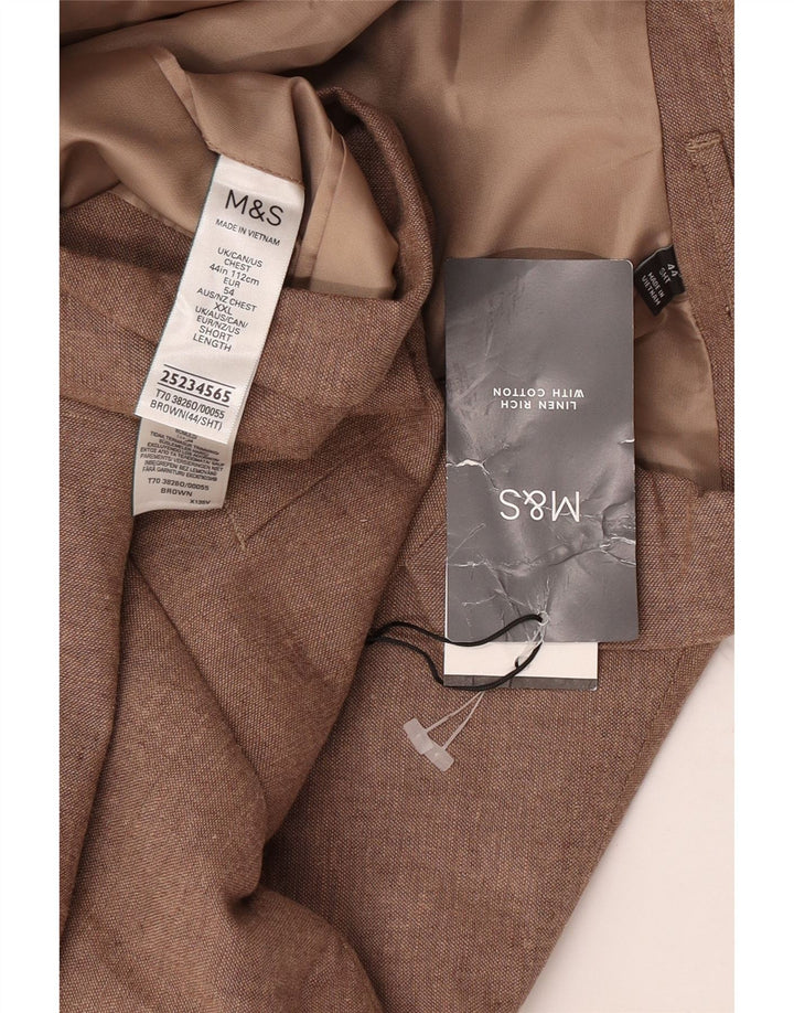 Marks & Spencer Mens 2 Button Blazer Jacket UK 44 XL Brown Linen
