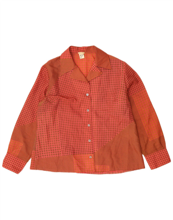 Vintage ženska košulja bluza UK 16 veliki crveni geometrijski poliester