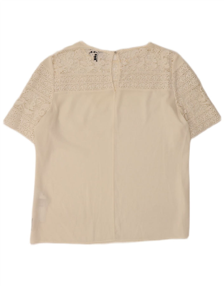 ARMANI JEANS Womens Blouse Top IT 46 Large Off White Cotton