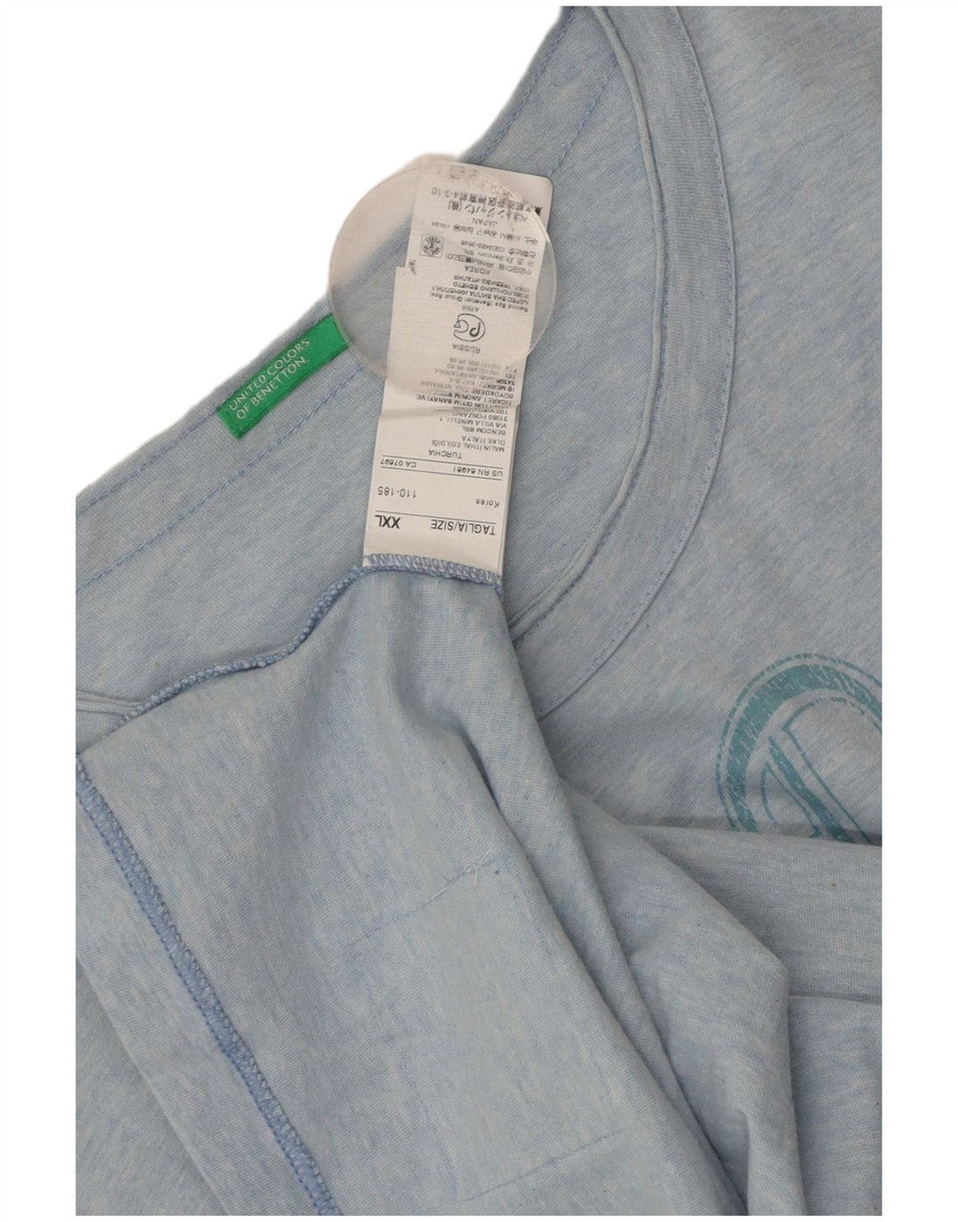 Benetton muška majica s grafičkim motivima 2XL plavi pamuk