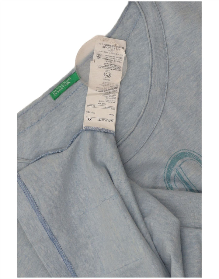 Benetton muška majica s grafičkim motivima 2XL plavi pamuk