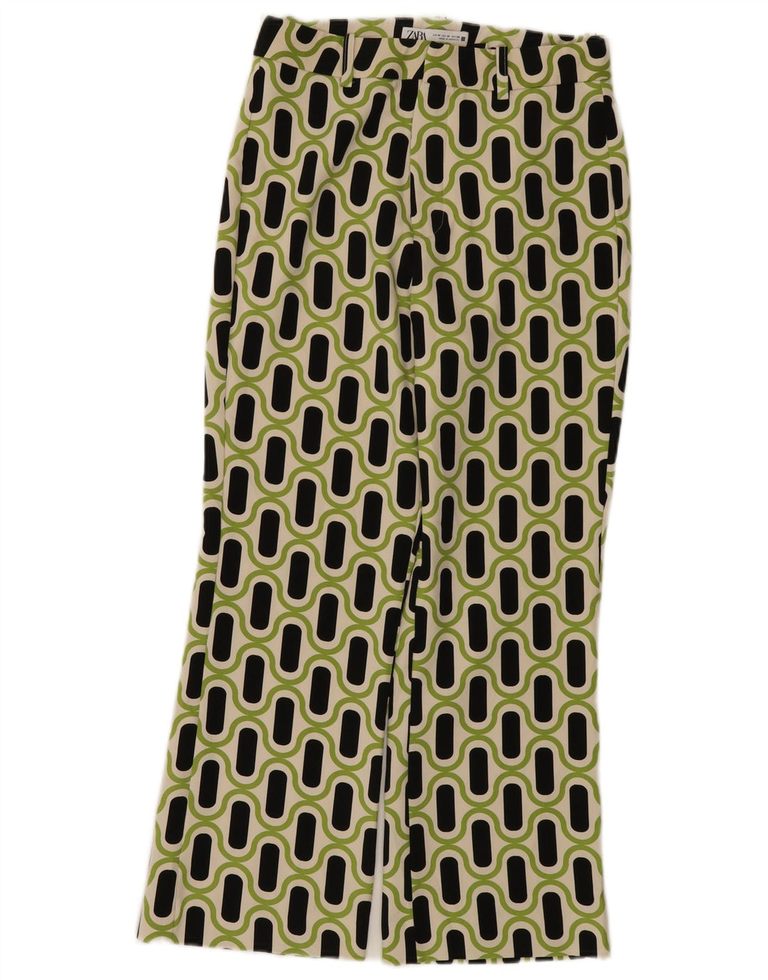 Zara ženske ležerne hlače srednjeg kroja W28 L26 zelene geometrijske boje