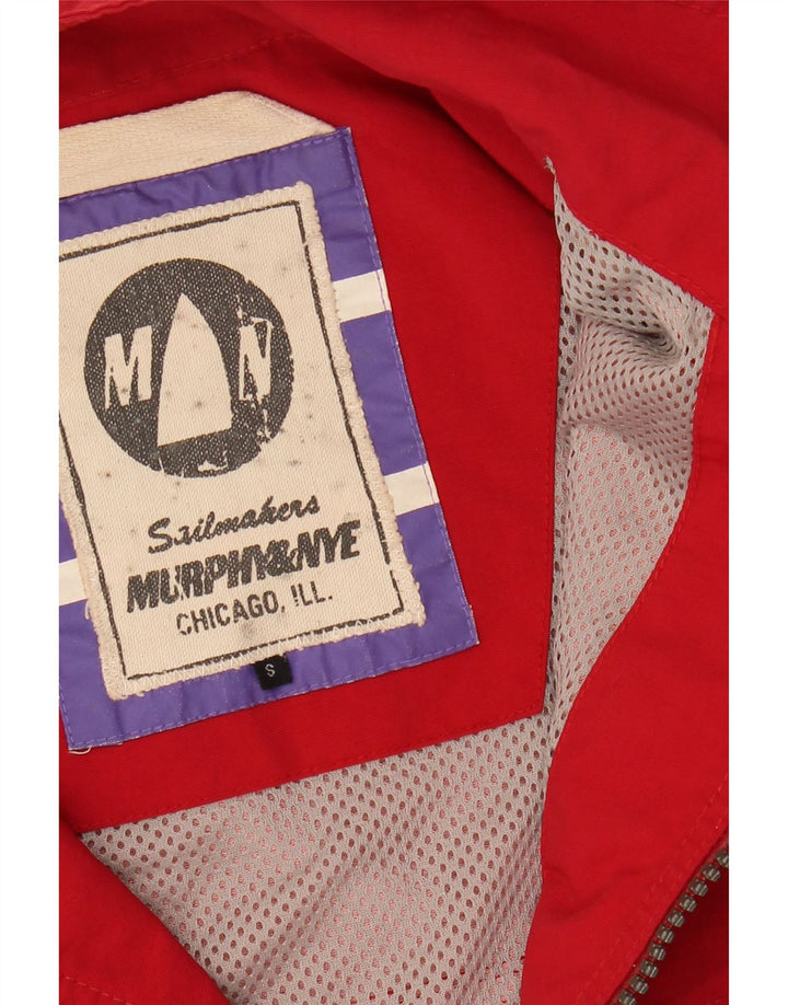 MURPHY & NYE Mens Sailmakers Rain Jacket UK 36 Small Red Polyester Vintage Murphy & Nye and Second-Hand Murphy & Nye from Messina Hembry 