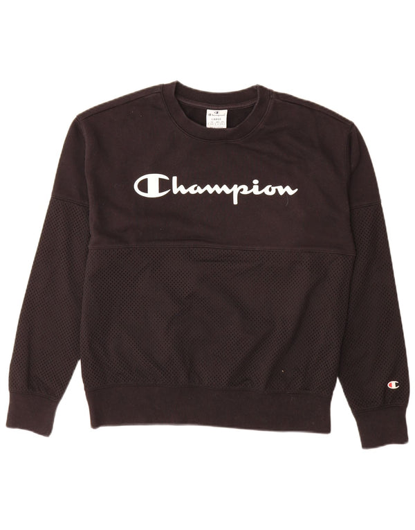 Champion ženski džemper s grafičkim motivima UK 16 veliki crni pamuk