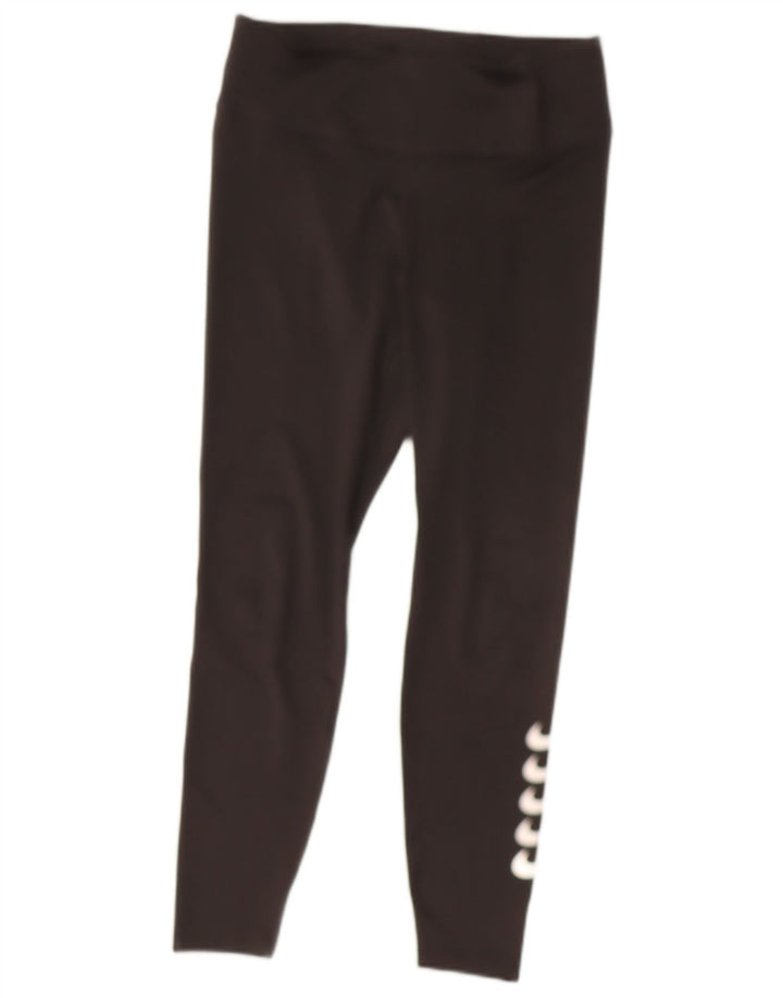 NIKE Womens Dri Fit Graphic Crop Leggings UK 14 Medium Black