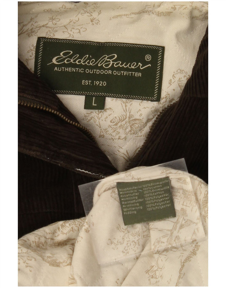 EDDIE BAUER Ženski preveliki kaput od samta s kapuljačom UK 16 Veliki kaki pamuk