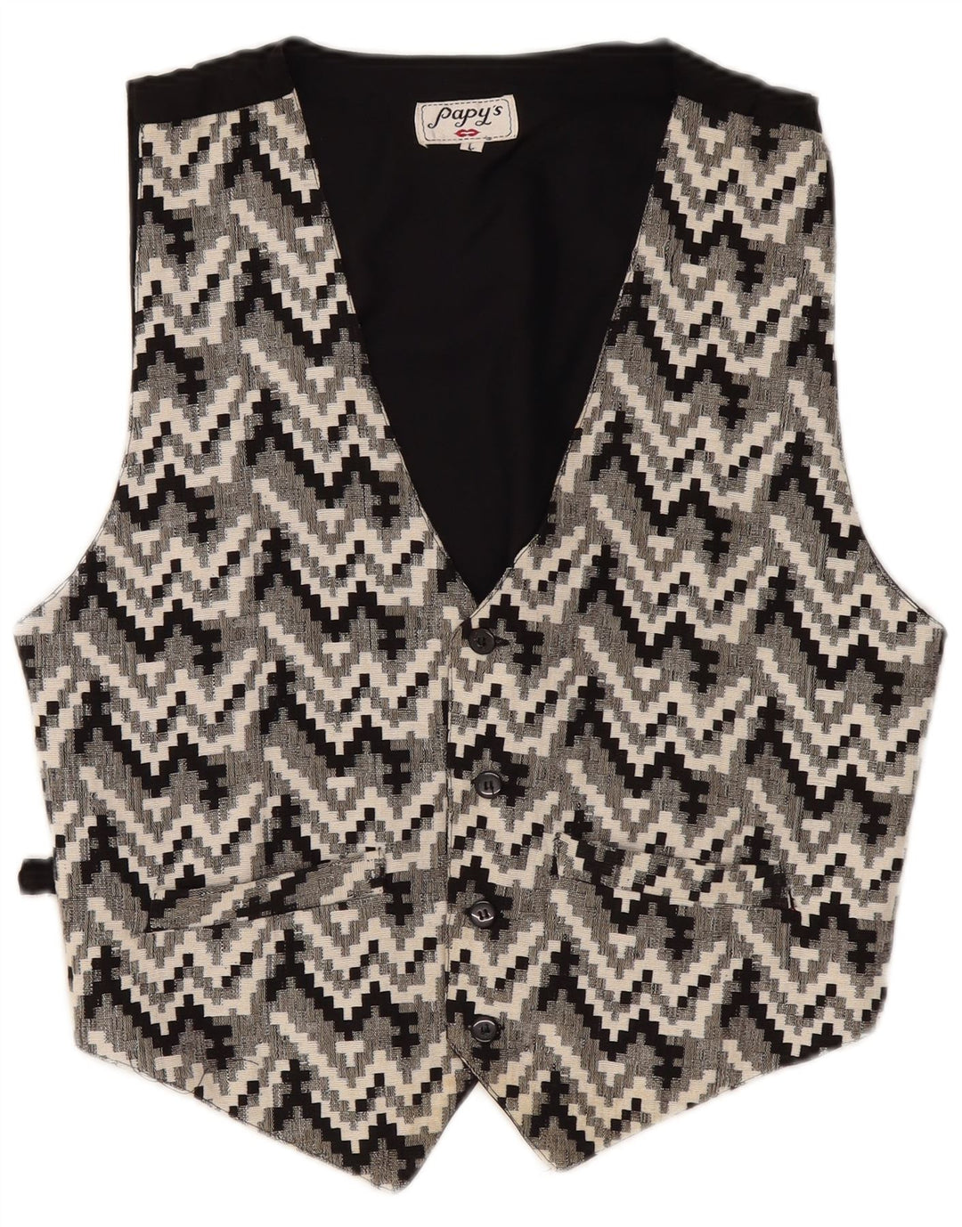 Vintage muški prsluk velikog crnog geometrijskog oblika