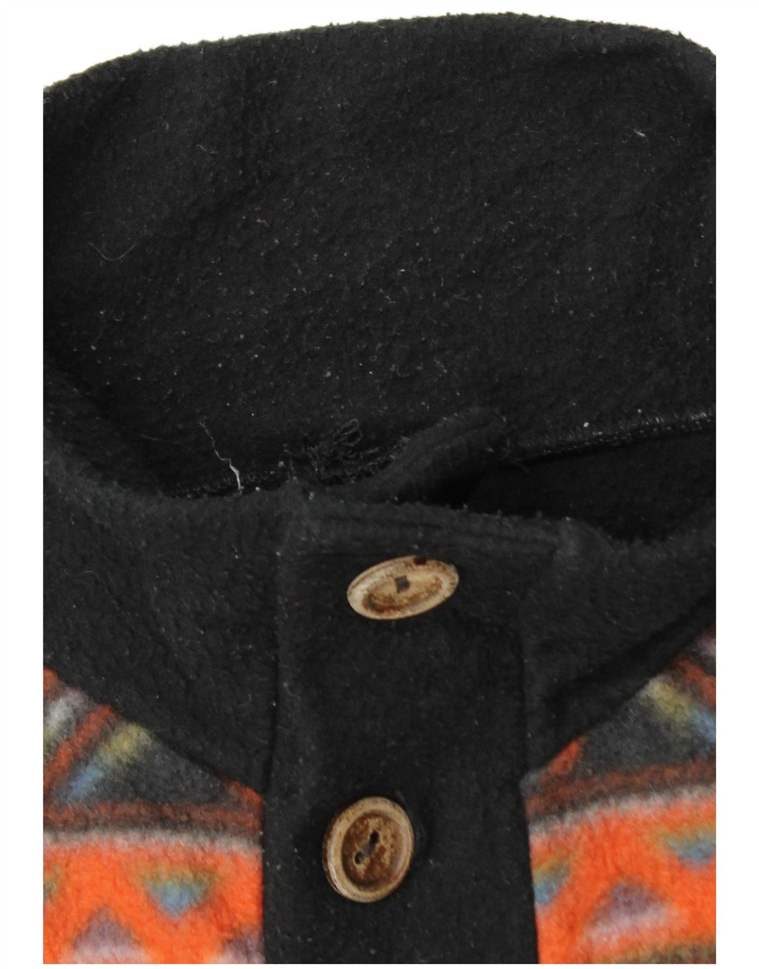 Vintage muški džemper od flisa s dugmadima i velikim crnim geometrijskim uzorkom