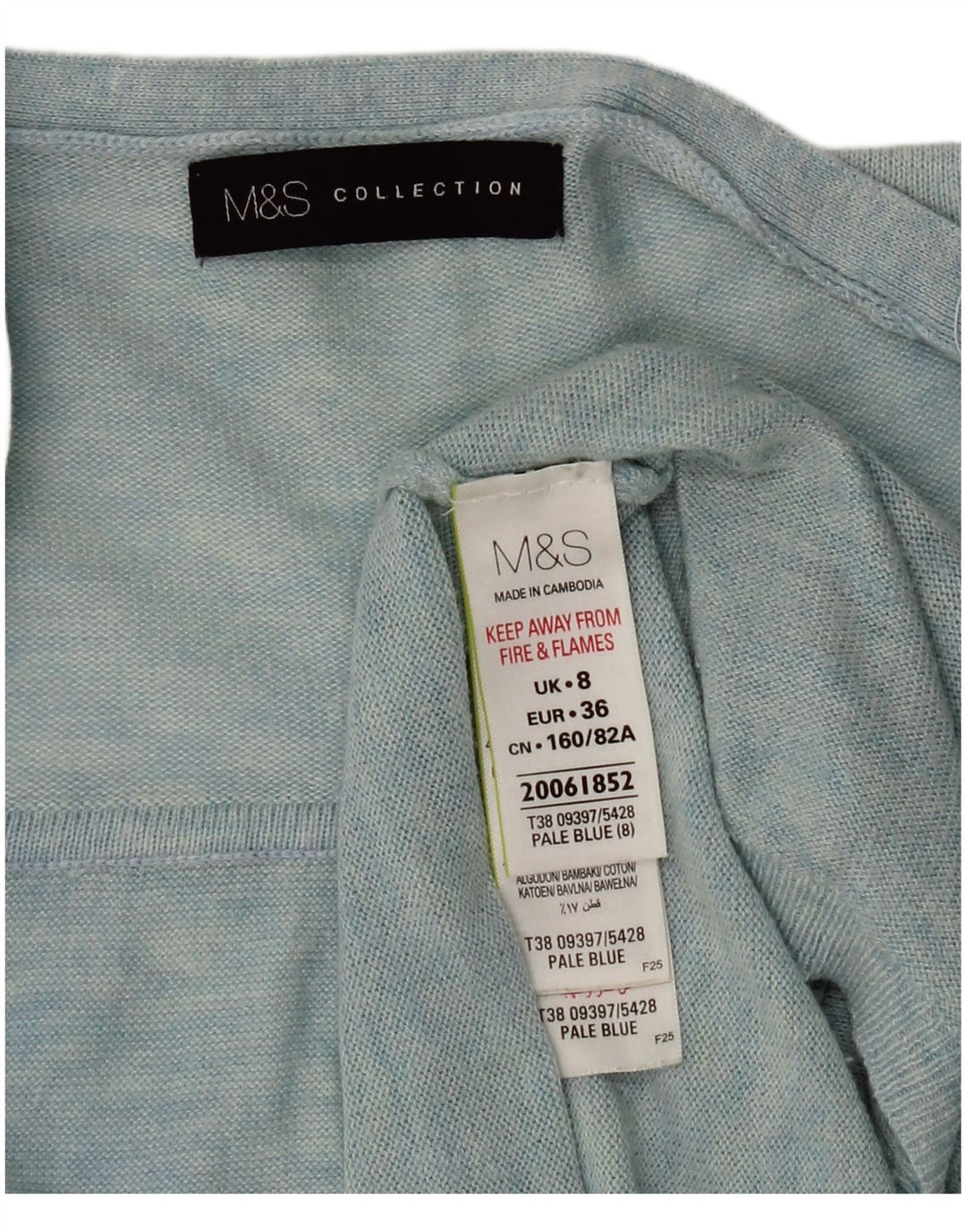 Marks & Spencer ženski otvoreni kardigan pulover UK 8 Mali plavi poliamid