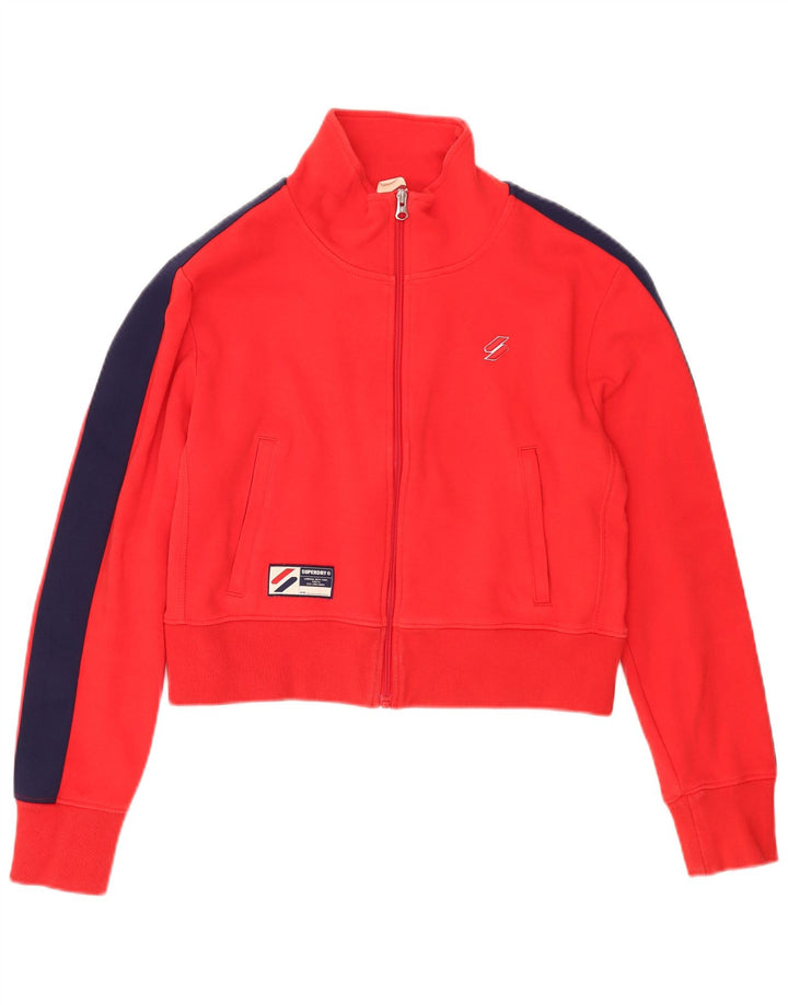 Superdry ženska gornja jakna kratke trenirke UK 14 velikih crvenih blokova u boji