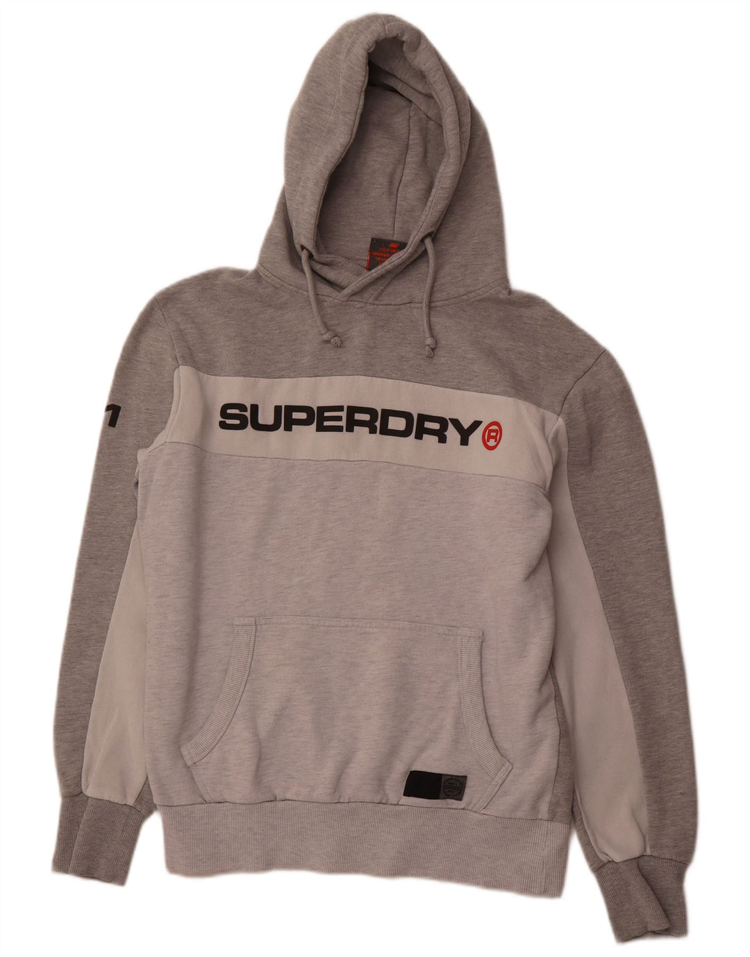 SUPERDRY muška majica s kapuljačom s grafičkim motivima XL sivi pamuk u blokovima boja