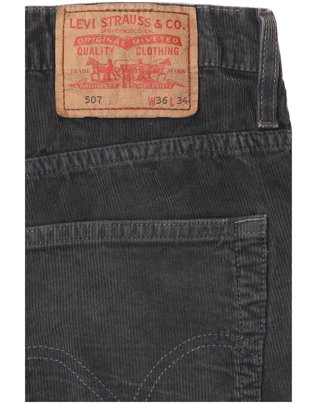 LEVI'S muške 507 hlače od samta W36 L34 sive pamučne klasične