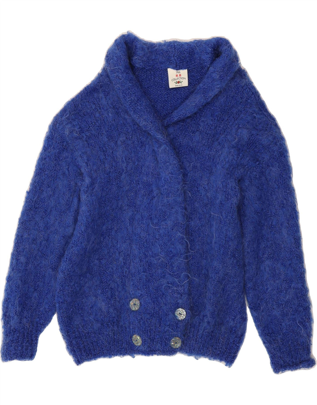 VINTAGE Womens Cardigan Sweater UK 16 Large Blue Vintage Vintage and Second-Hand Vintage from Messina Hembry 