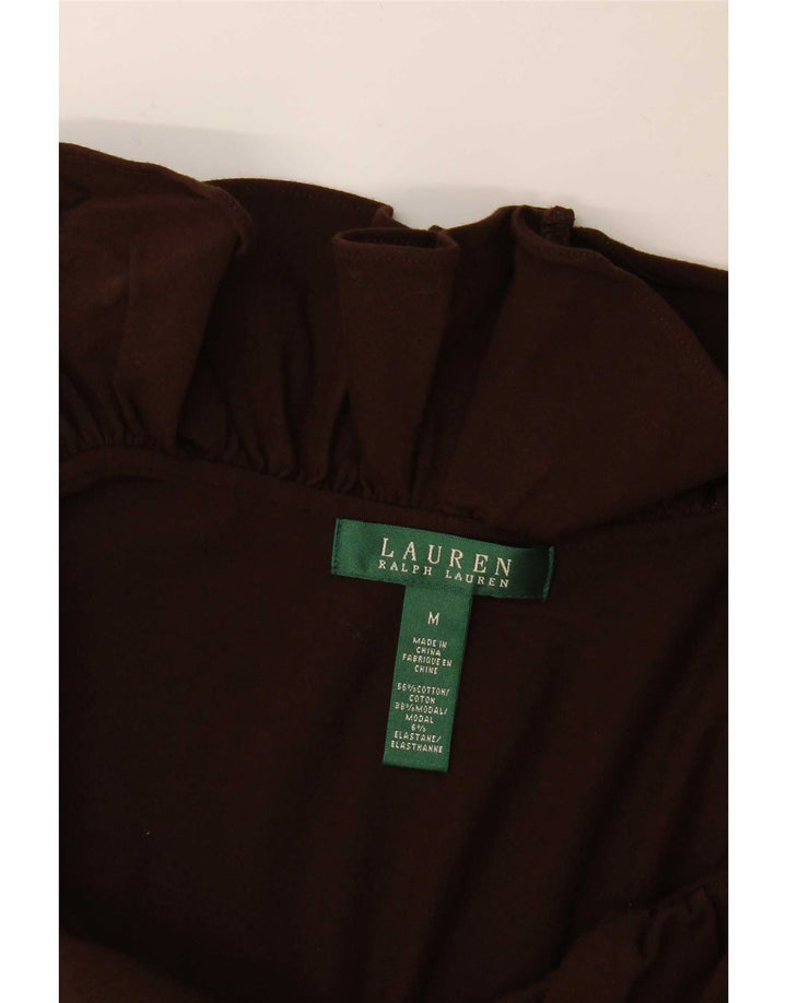 Ženska osnovna haljina bez rukava s volanima Ralph Lauren UK 12 srednje smeđa