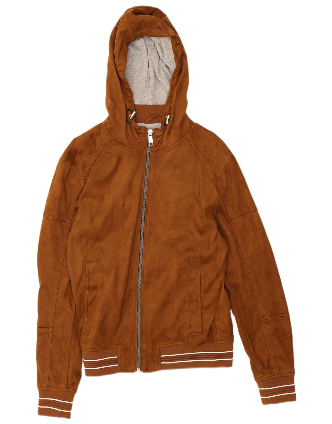 Zara muška bomber jakna s kapuljačom UK 36 mali smeđi poliester