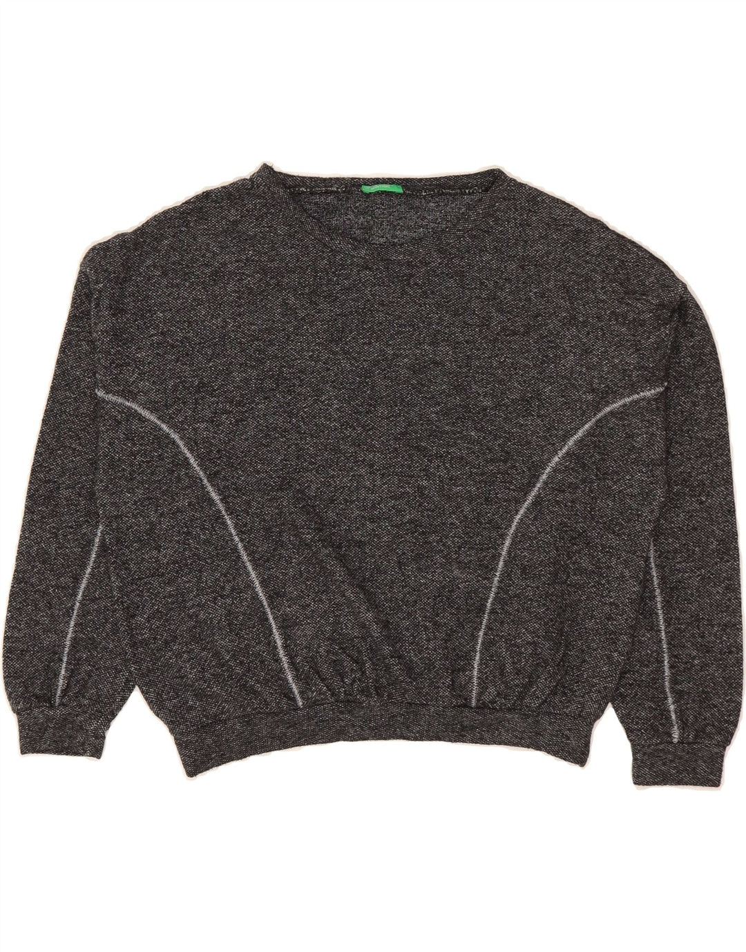 BENETTON Womens Crop Oversized Sweatshirt Jumper UK 10 Small Grey Flecked Vintage Benetton and Second-Hand Benetton from Messina Hembry 