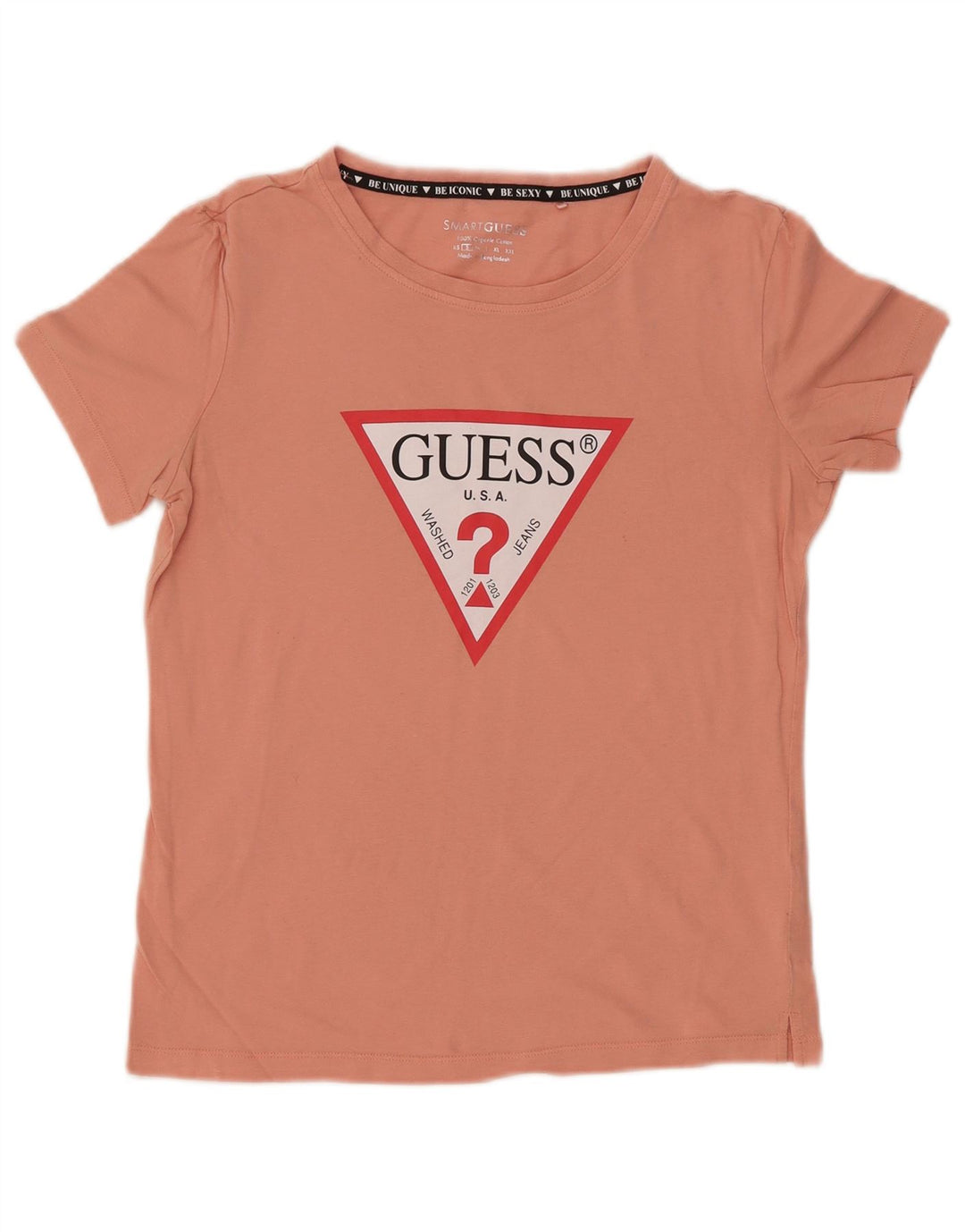 GUESS Ženska majica kratkih rukava s grafičkim motivima UK 10 Small Pink Cotton